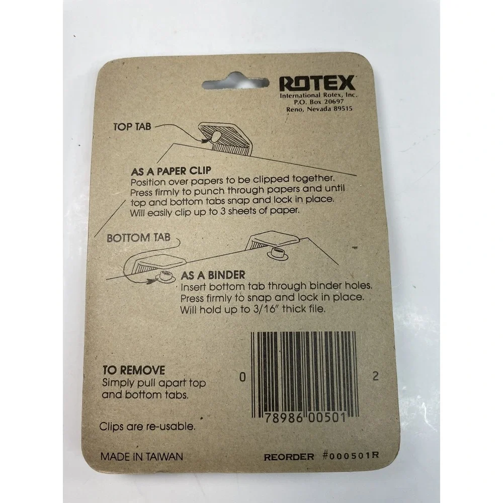 Vintage Rotex Punch And Snap Binder Clips 20 Clips Assorted Colors New